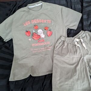 Cute bunny strawberry shirt and shorts